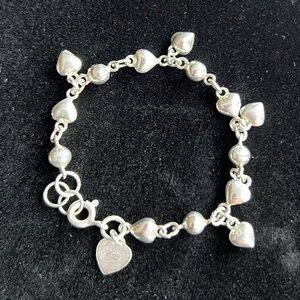 Vintage Baby Sterling 925 Silver 5.5” Heart Charm Bracelet 5.8 grams
